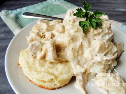 Creamed Turkey Over Biscuits