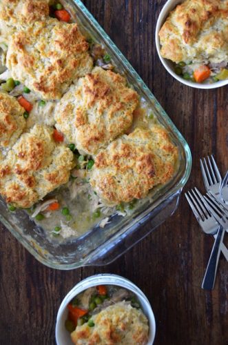 Leftover Turkey Pot Pie with Cheddar Biscuit Crust