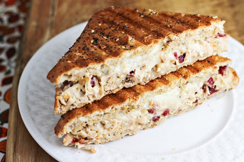 Leftover Turkey Salad Panini with Cranberries and Pecans