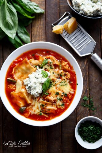 Easy Slow Cooker Lasagna Soup