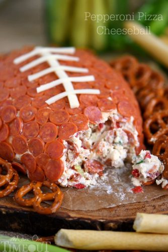 Pepperoni Pizza Football Cheese Ball